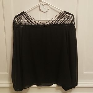 Strappy black long sleeve top